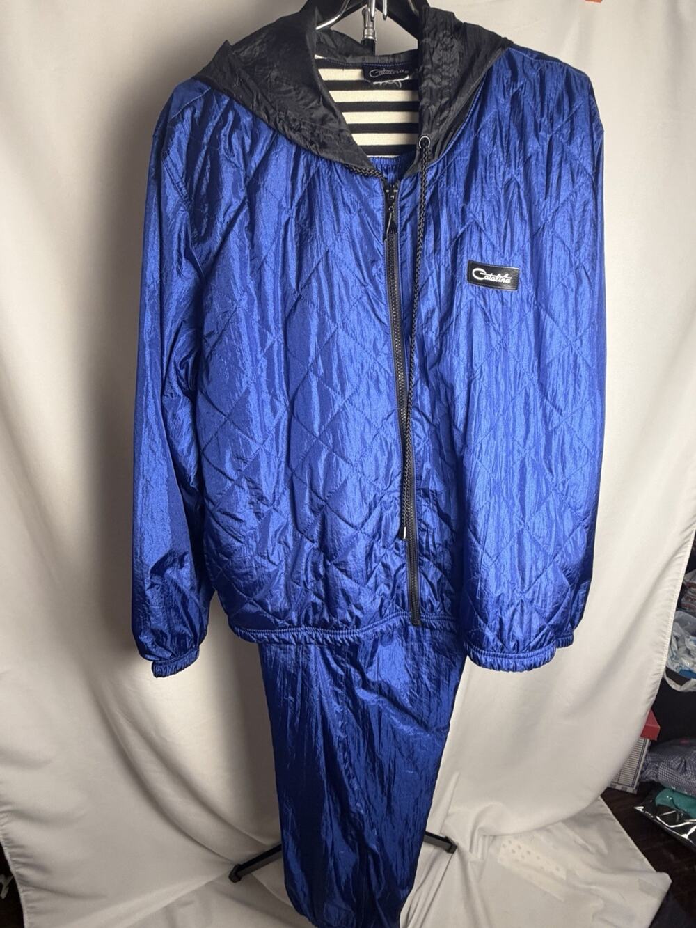 Vtg Catalina Wind Suit Tracksuit Blue Sz M Windbreaker Jacket Pant 80s 90s Retro